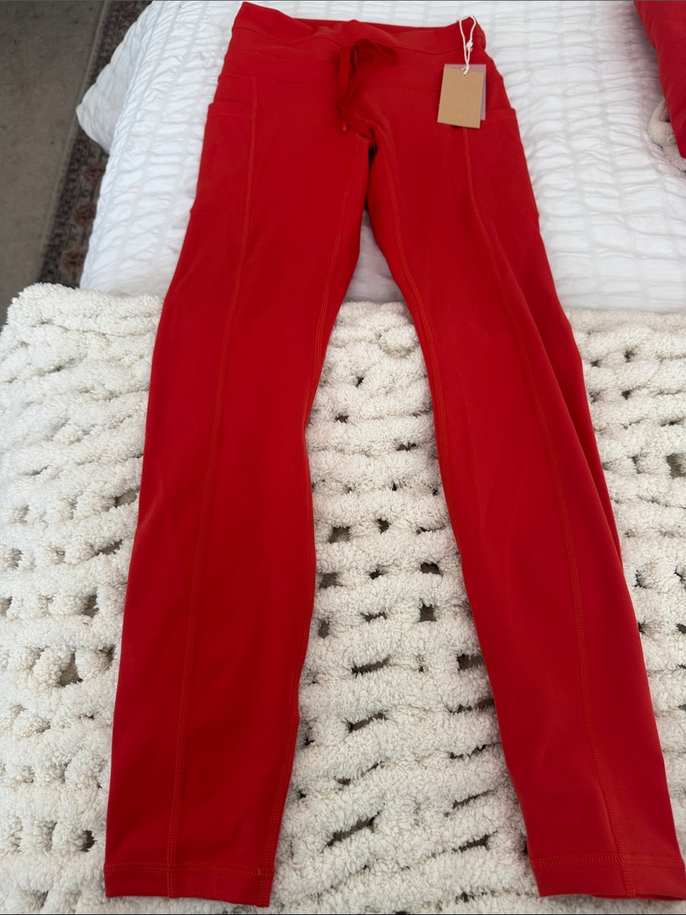 POPFLEX Red High-Waist Leggings with Side Pocket